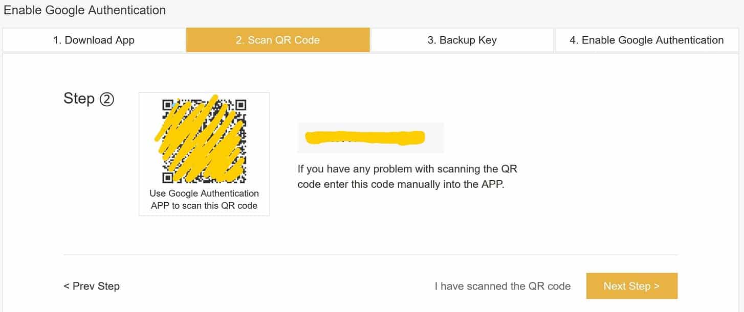 QR code and secret key